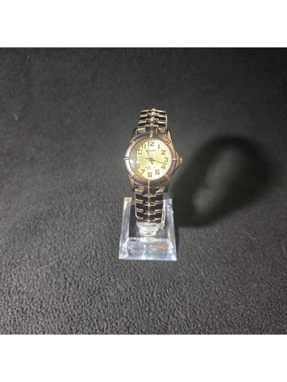 Sharp Women's Two-Tone Quartz Analog Watch – Gold & Silver Tone Stretch Band